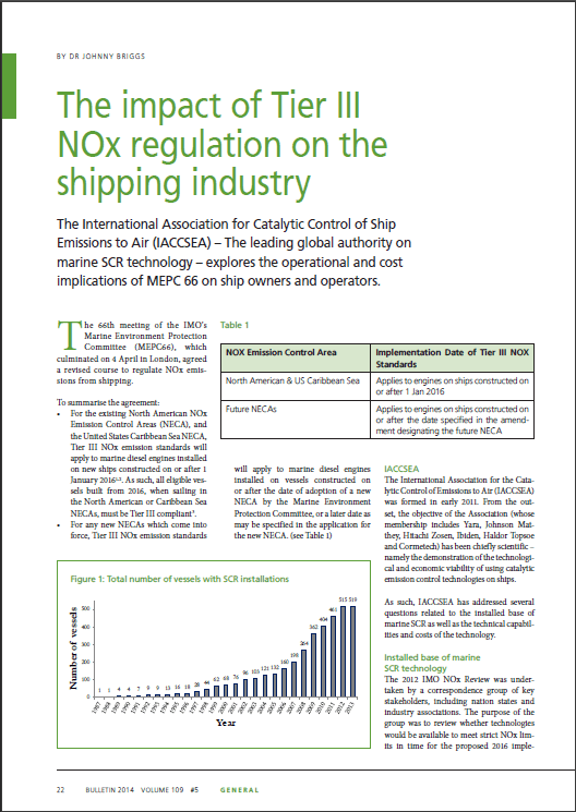 The impact of Tier III NOx regulation
